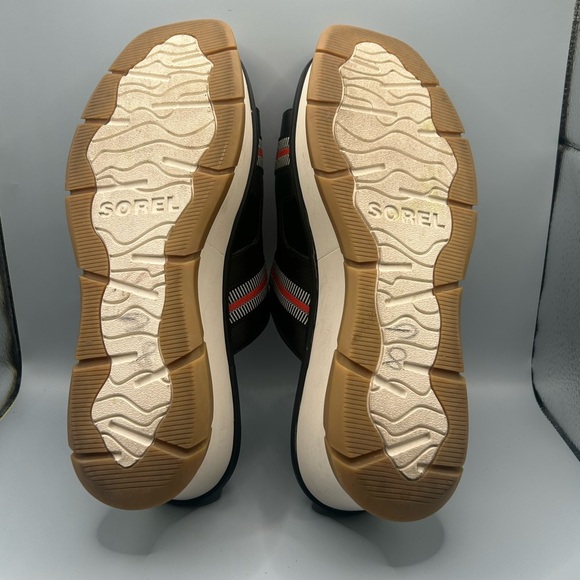 Sorel Joanie III Leather Chunky Platform Slide Sandals Black Gum Size: 11 - Picture 7 of 12